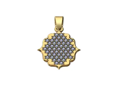 Diamond ornamental rectangular vintage pendant with bail 3D print model