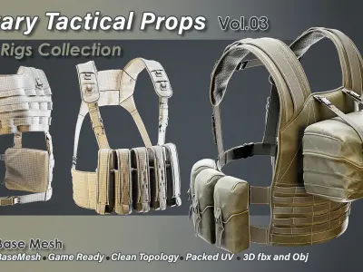 Military Props Vol 03 Chest Rigs Collection Low-poly 3D model