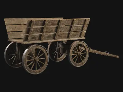 Medieval Wooden Cart 1  Low-poly 3D model