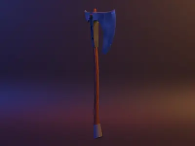 Hand-Paint Game Ready Low-poly 3D model axe Low-poly 3D model