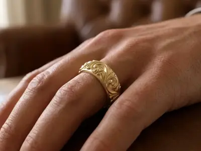 Baroque Scroll Ring  Ornamental Rococo Band 3D print model