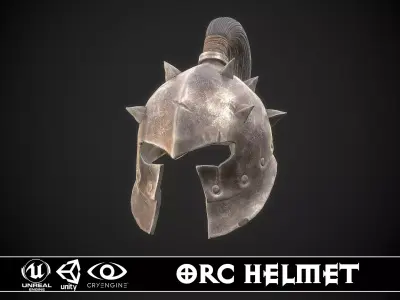 Orc Helmet 02 Low-poly 3D model