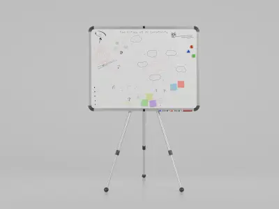 Customizable Metal Whiteboard with Stand - Writing Board Low-poly 3D model