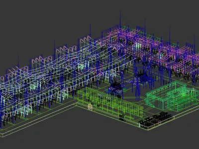 SCI FI Model 220kV Substation- Super Detailed Low-poly 3D model purchase