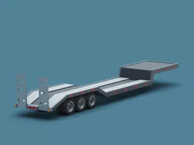 Cartoon Stylized Semi Trailer Lowbed Low-poly 3D model