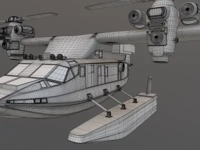 Flying boat 3D model 4