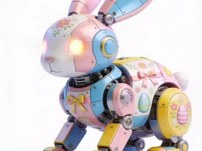 MECHANICAL BUNNY ROBOT 3D MODEL V03 Low-poly 3D model