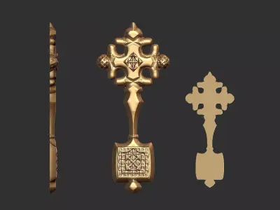 Cross antique carved jewel 3D print model
