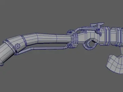 Axegun sci-fi axe Low-poly 3D model