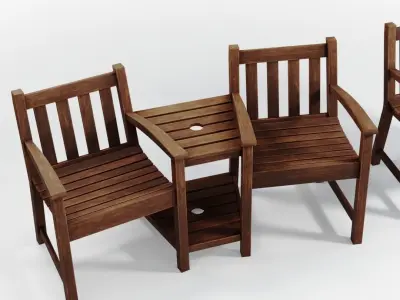 Wooden Garden Set  Free low-poly 3D model