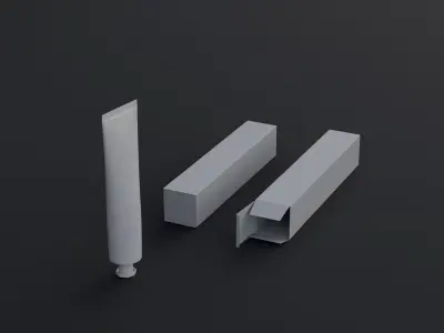 Hand Cream Laminate Tube and Packaging box Low-poly 3D model