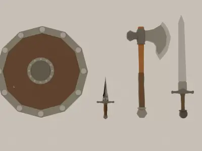 Stylized LowPoly Adventurers Melee Pack Low-poly 3D model