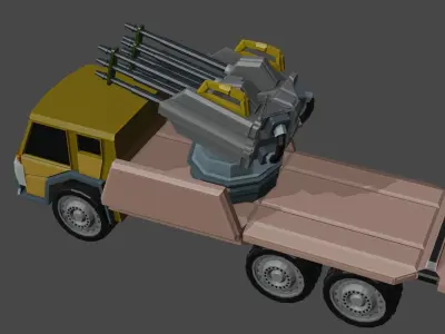 Truck with canon  3D model
