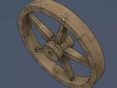 Wooden spoked wheel Free low-poly 3D model