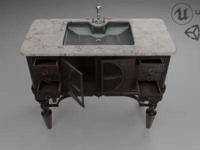 victorian art style sink Low-poly 3D model