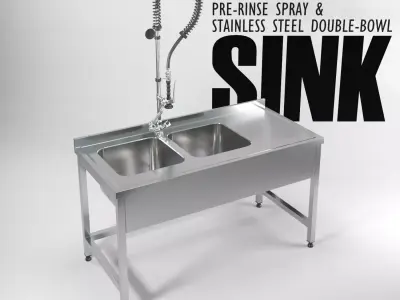Industrial Kitchen Sinks Collection 3D Models Low-poly 3D model