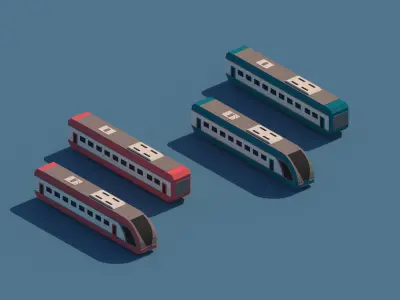 Cartoon Train Package  Low-poly 3D model