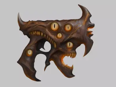 Stylized Demonic Head Low-poly 3D model