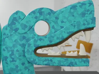 Double-headed serpent Aztec sculpture 3d printable Low-poly 3D model