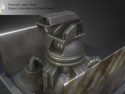 Futuristic Laser Gun Tower Low-poly 3D model