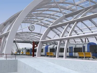 3D Train Station 07 3D model