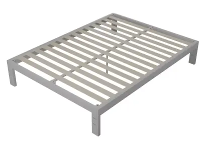 Metal Bed Frame with Wooden Pallet Base  Realistic 3D Model Low-poly 3D model