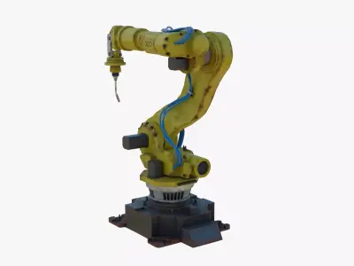 Industrial Welding Robot Yellow Rusty Low-poly 3D model