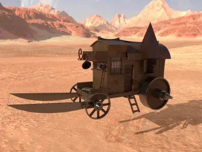 Horse Cart 3D Model Low-poly 3D model