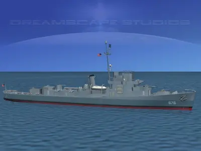Destroyer Escort DE-676 USS Schmidt 3D model