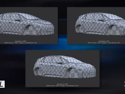 Gridlock - Euro hatchback car - PBR game city vehicle Low-poly 3D model