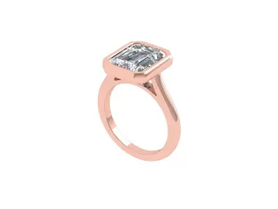 Emerald Solitaire Ring 3D print model 42
