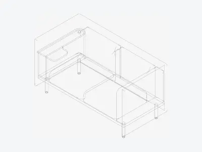 Sofa - Contemporary - Flame - Small Work Shelf - Left Low-poly 3D model purchase