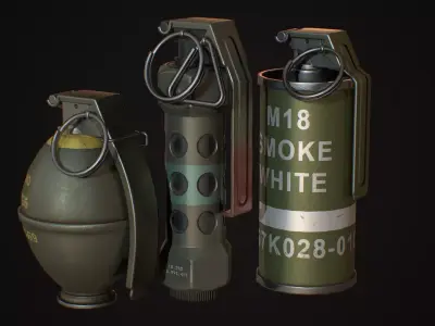 Smoke Flash Grenade Low-poly 3D model