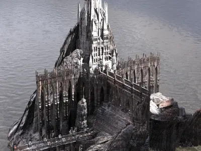 Dark Fantasy Mountain fortress 3  3D model