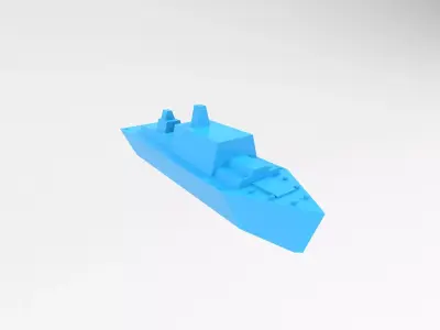 Cartoon Simple Warship v1 004 Low-poly 3D model