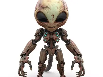 Stylized Bio-Tech Alien 3D Model Low-poly 3D model