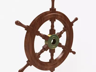 Wooden ship wheel  3D model