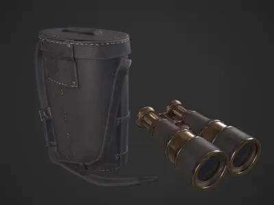Vintage Binoculars Low-poly 3D model