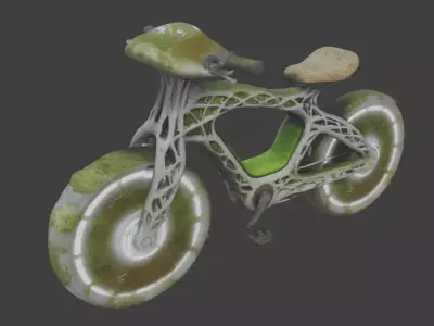 Futuristic Bio-Hybrid Moss Bike Low-poly 3D model