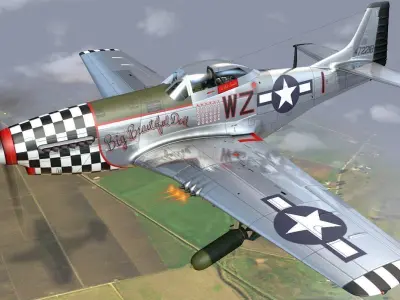 Mustang P-51 D in flight 3D model