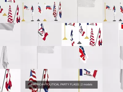 AMERICAN POLITICAL PARTY FLAGS 3D Model Pack