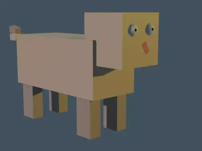 3Dpig box with eyes and ears Low-poly 3D model