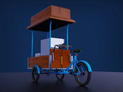 Bike coffee shop Low-poly 3D model