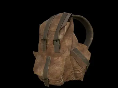Bag leather military Low-poly 3D model