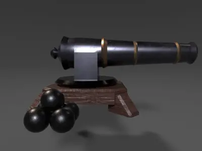 Cannon Low-poly 3D model 19