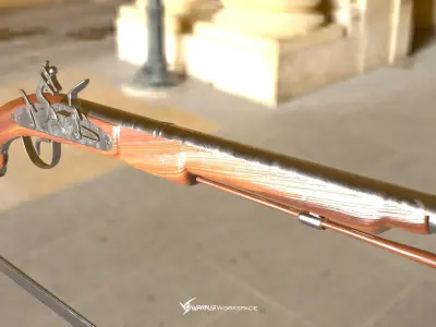 Flintlock Pistol and Rapier Sword Low-poly 3D model