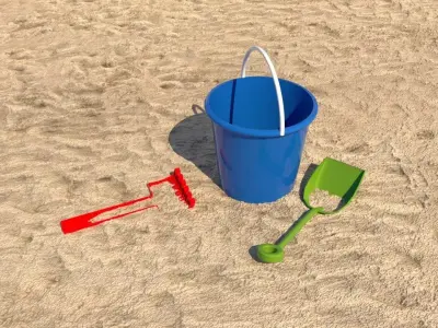 Beach toys sand Free low-poly 3D model