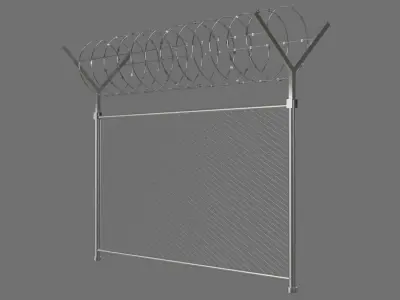 Barbed Wire Fence 1A Low-poly 3D model