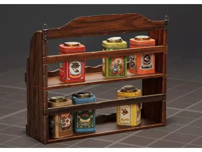 Spice Rack - Modular Vintage Spice Tins - Kitchen Spices Shelf 3D model