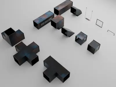 Modular Ventilation Duct System Low-poly 3D model